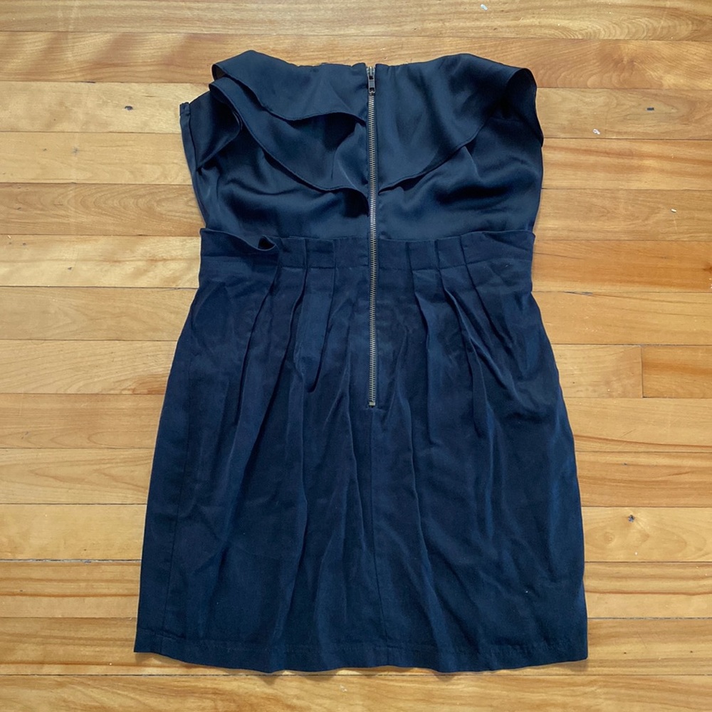 Black strapless mini dress